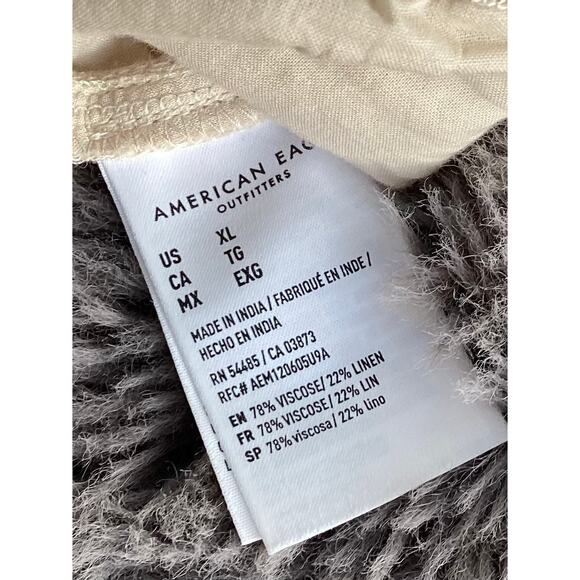 NWT American Eagle Women's Elastic Waist Drawstring Wide Leg Pants Beige Size XL - Picture 10 of 11